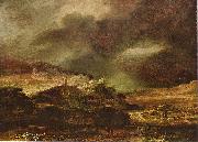 Rembrandt Peale Stadt auf einem Hogel bei sturmischem Wetter Spain oil painting artist